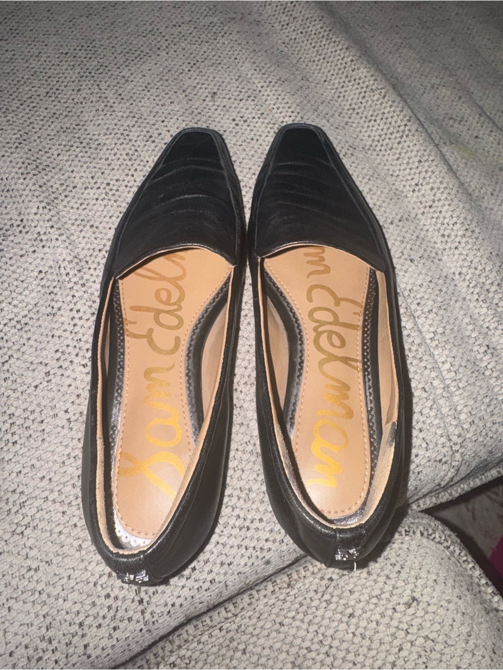 Sam Edelman Black Pointed Toe Leather Flats